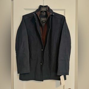 London Fog Mens Wool Coat with Bib